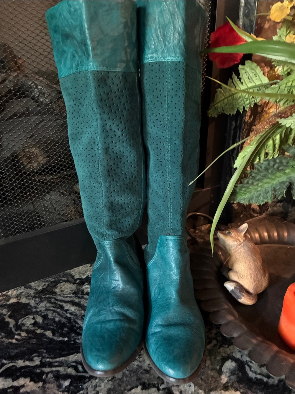 Leather knee boots